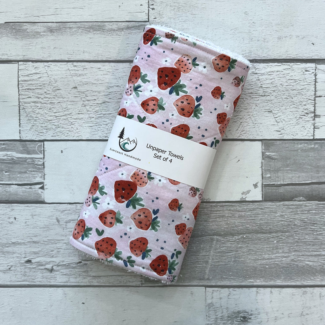 Fairy Forest Strawberries Unpaper Towels - Set of 4