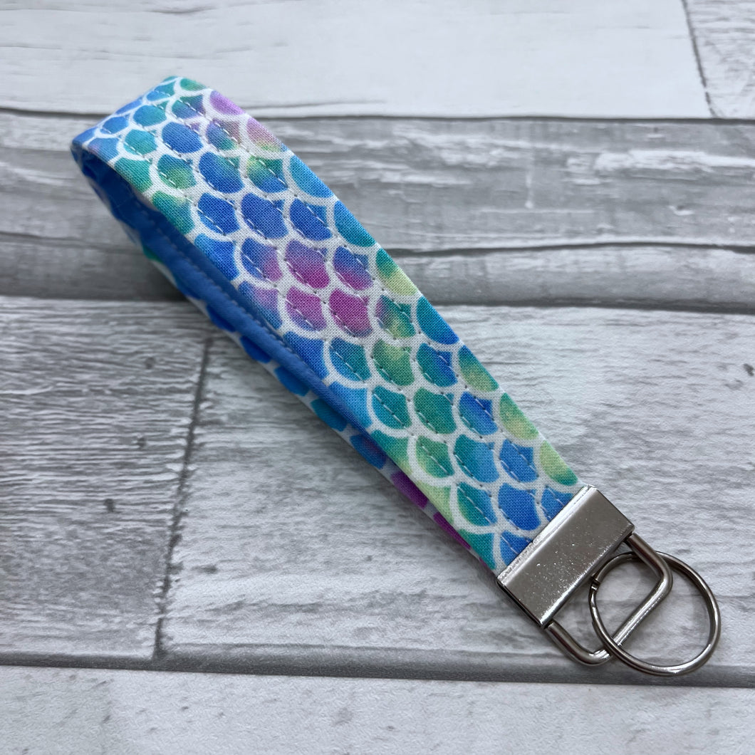 Pastel Mermaid Scales Wristlet Key Fob