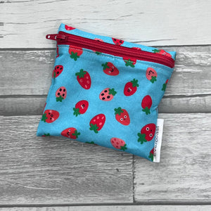 Happy Strawberries Reusable Mini Snack Bag