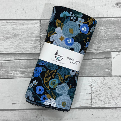 Blue Garden Party Unpaper Towels - Set of 4