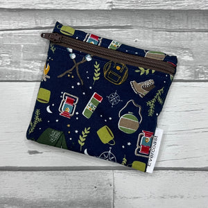 Camping Toss on Navy Reusable Mini Snack Bag