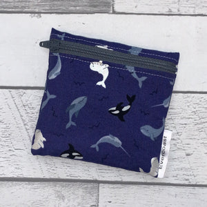 Tossed Orcas on Purple Reusable Mini Snack Bag