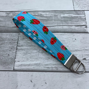 Happy Strawberries Wristlet Key Fob