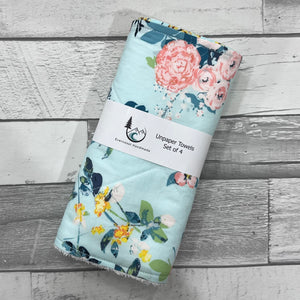 Mint Floral Unpaper Towels - Set of 4