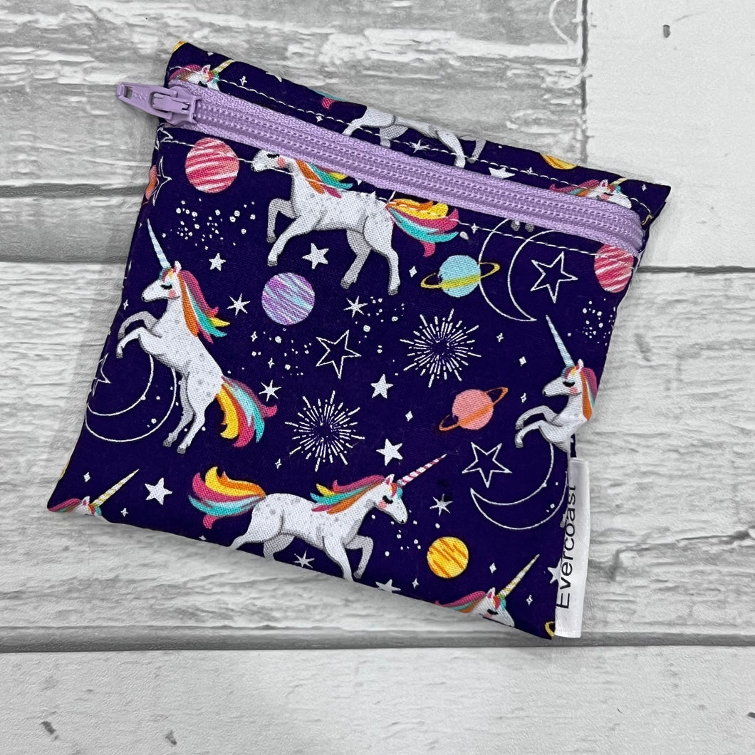 Unicorns on Purple Reusable Mini Snack Bag