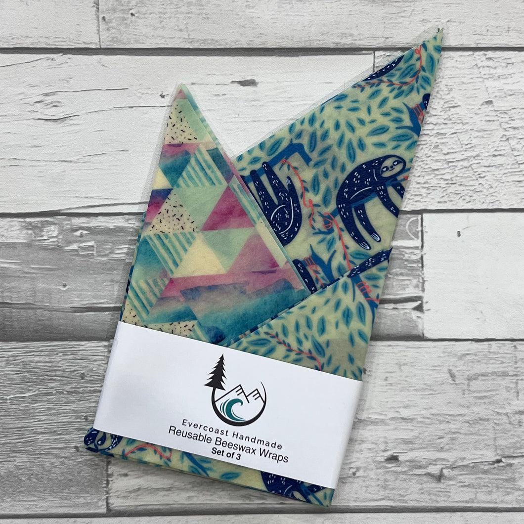 Blue Sloth Beeswax Wraps – Classic Set of 3