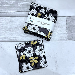 Black and Gold Floral Reusable Facial Squares