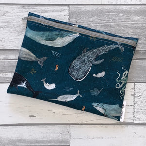 Watercolor Whale XL Bag/Makeup Bag
