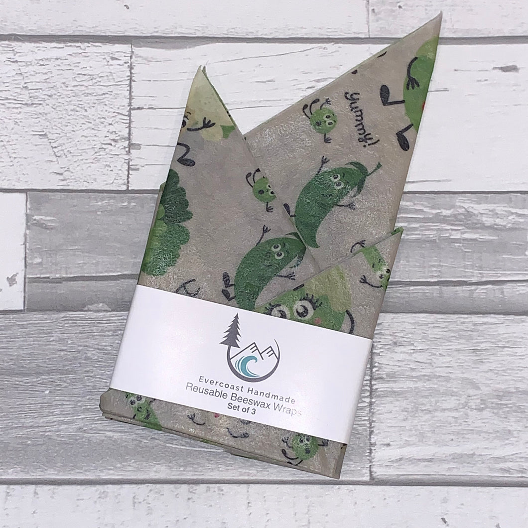 Friendly Veggies Beeswax Wraps – Classic Set of 3