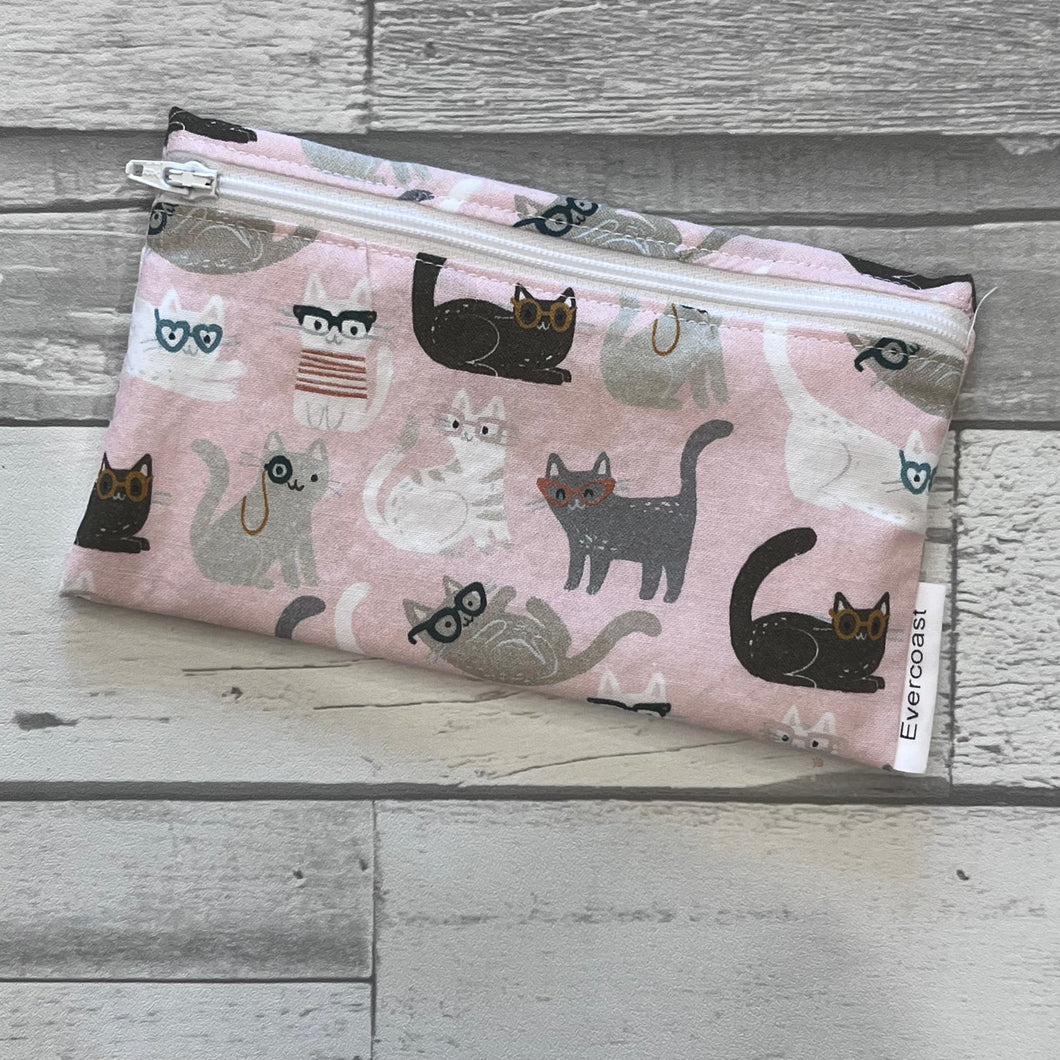 Cats in Glasses Reusable Snack Bag