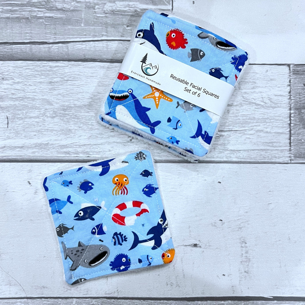 Ocean Sharks Reusable Facial Squares
